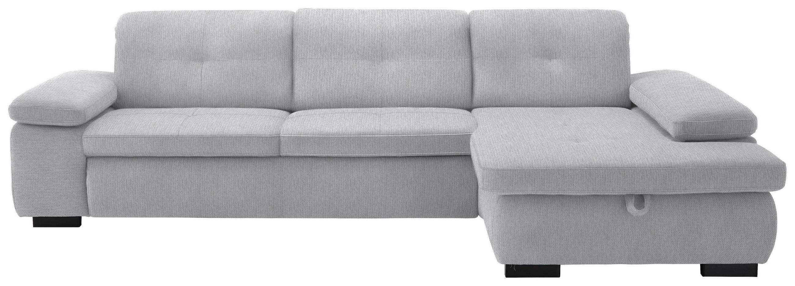 ECKSOFA in Flachgewebe Silberfarben  - Silberfarben/Schwarz, Design, Textil/Metall (297/174cm) - Beldomo Style