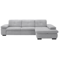 ECKSOFA in Flachgewebe Silberfarben  - Silberfarben/Schwarz, Design, Textil/Metall (297/174cm) - Beldomo Style