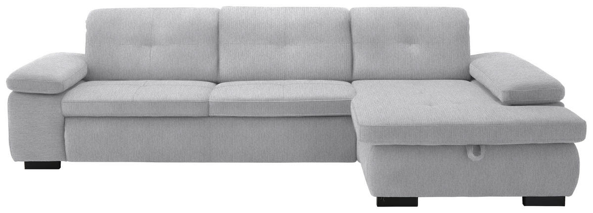 ECKSOFA in Flachgewebe Silberfarben  - Silberfarben/Schwarz, Design, Textil/Metall (297/174cm) - Beldomo Style
