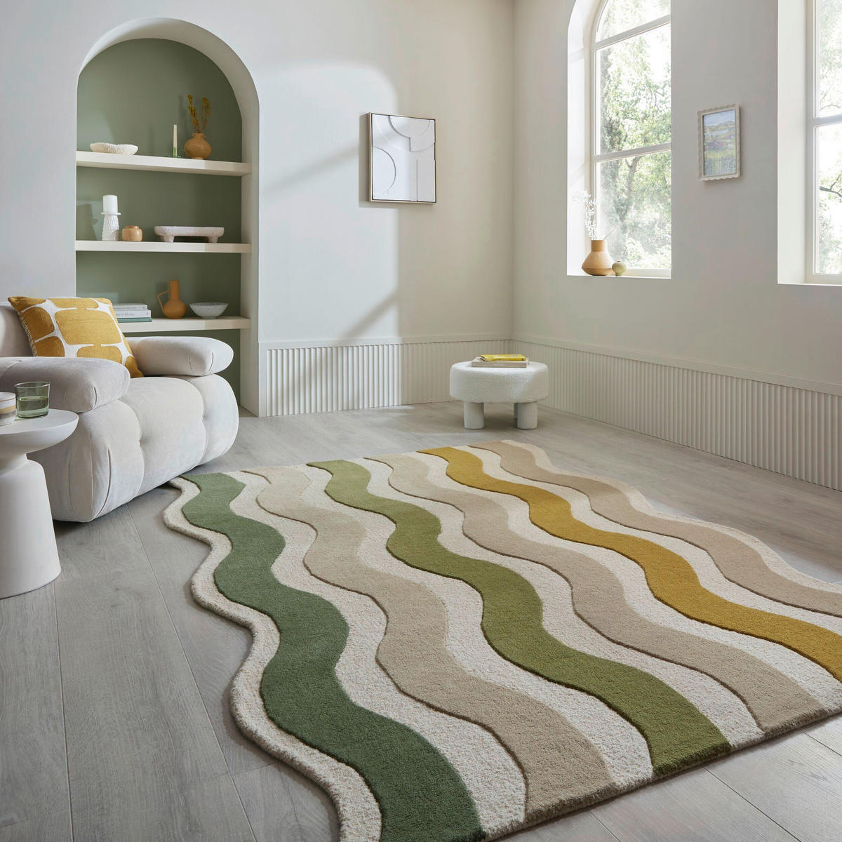 WOLLTEPPICH 200/290 cm Cascade Grün organisch  - Grün, Basics, Textil (200/290cm) - Flair Rugs