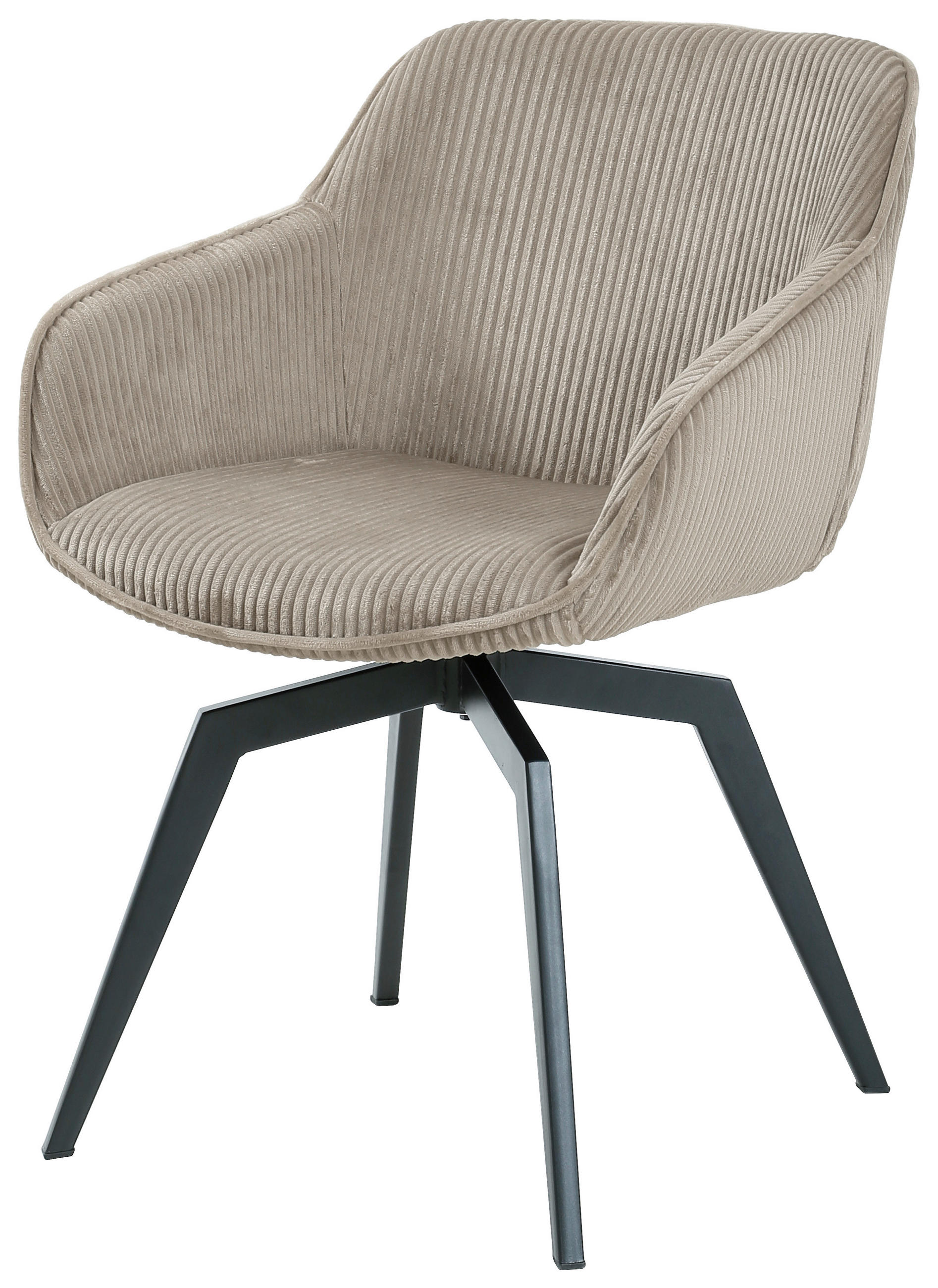 ARMLEHNSTUHL  in Eisen Cord  - Hellbraun/Schwarz, MODERN, Textil/Metall (60/84/64cm) - Livetastic