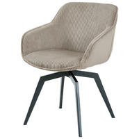 ARMLEHNSTUHL  in Eisen Cord  - Hellbraun/Schwarz, MODERN, Textil/Metall (60/84/64cm) - Livetastic