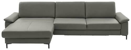 ECKSOFA in Echtleder Grau  176/334 cm  - Schwarz/Grau, Design, Leder/Metall (176/334cm) - Dieter Knoll