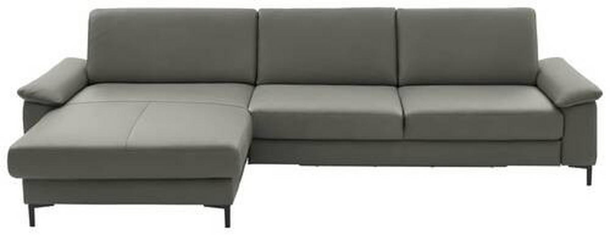 ECKSOFA in Echtleder Grau  - Schwarz/Grau, Design, Leder/Metall (176/334cm) - Dieter Knoll