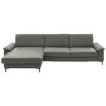 ECKSOFA in Echtleder Grau  - Schwarz/Grau, Design, Leder/Metall (176/334cm) - Dieter Knoll