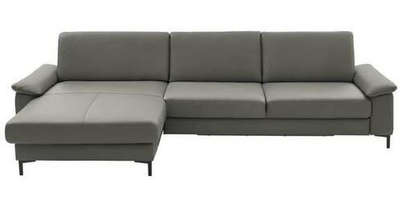 ECKSOFA in Echtleder Grau  - Schwarz/Grau, Design, Leder/Metall (176/334cm) - Dieter Knoll