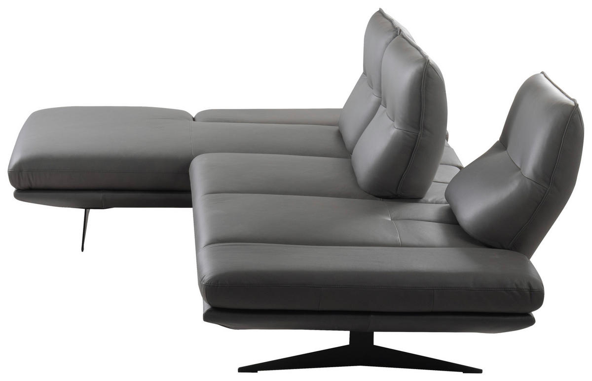 Colțar, piele, gri închis - gri închis/negru, Design, metal/piele (180/291cm) - Celina Home