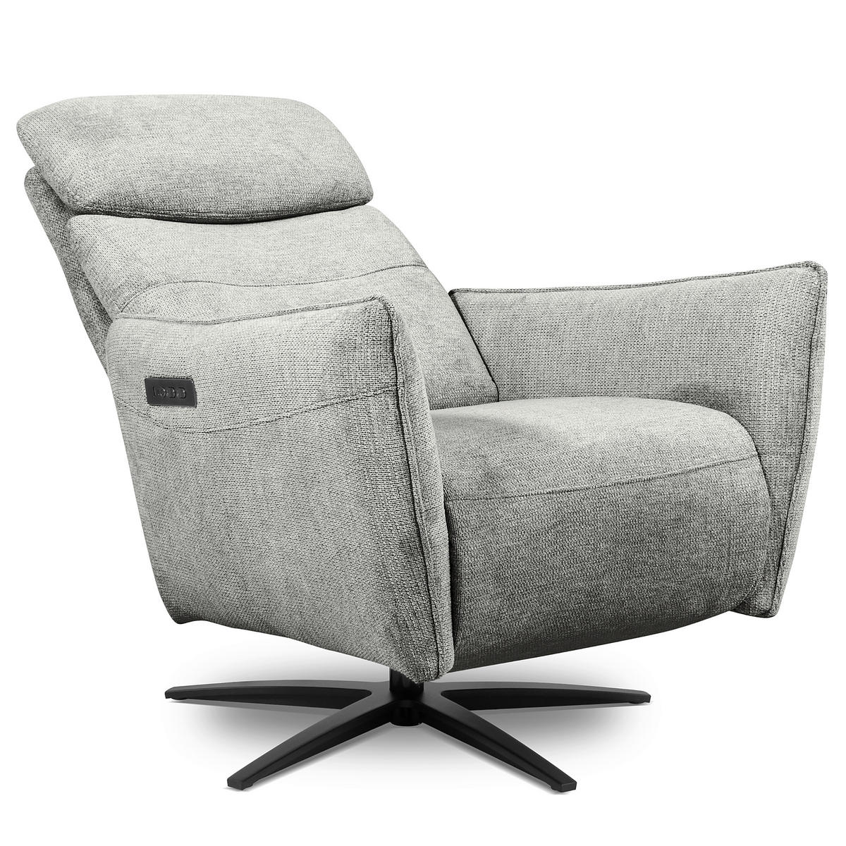 RELAXSESSEL in Textil Hellgrau  - Hellgrau/Schwarz, Design, Textil/Metall (77/107/88cm) - Livetastic