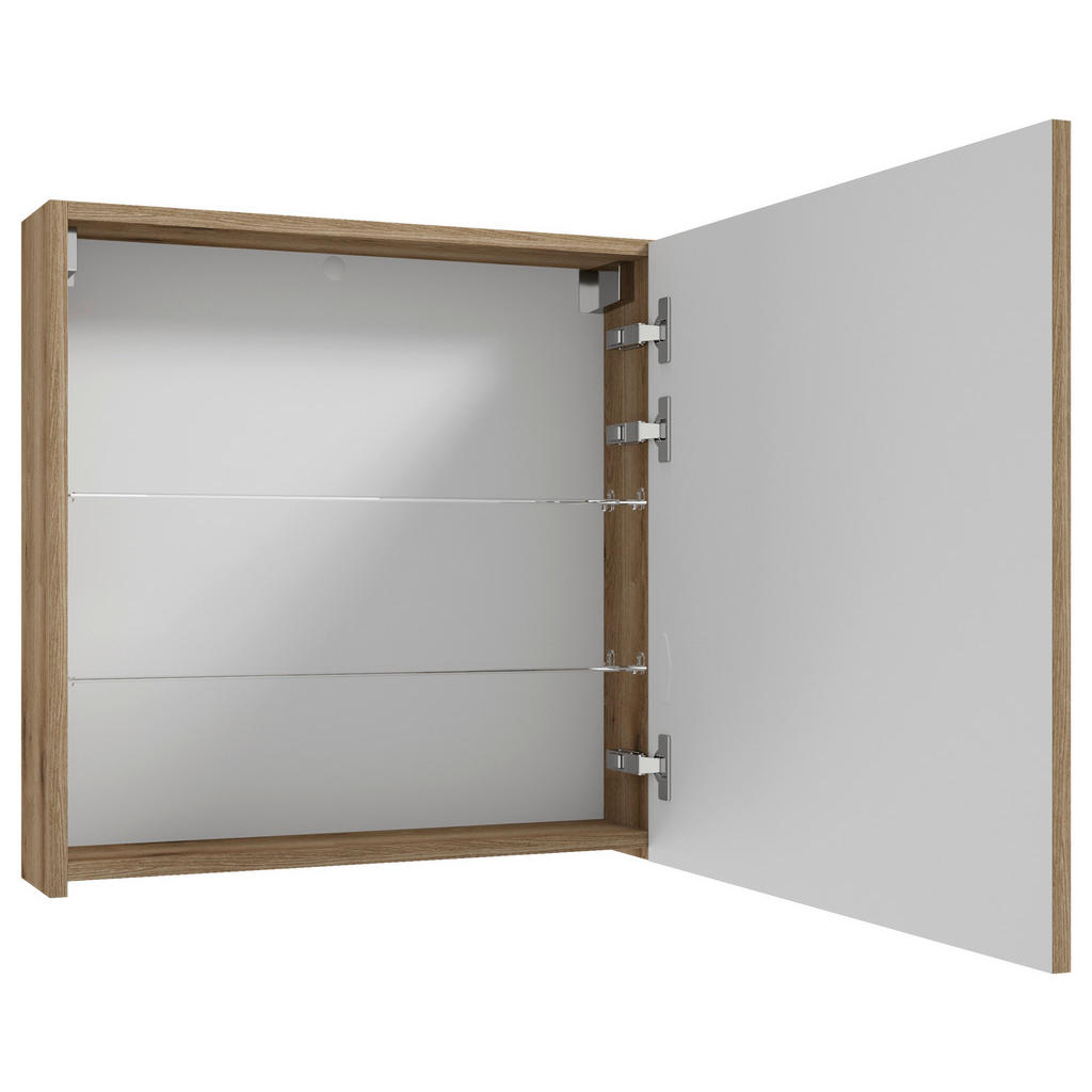 Thumbnail - Mid.you Spiegelschrank, Eiche, Glas, 2 Fächer, 60x60x15 cm, Soft-Close-System, Badezimmer, Badezimmerspiegel, Spiegelsch...