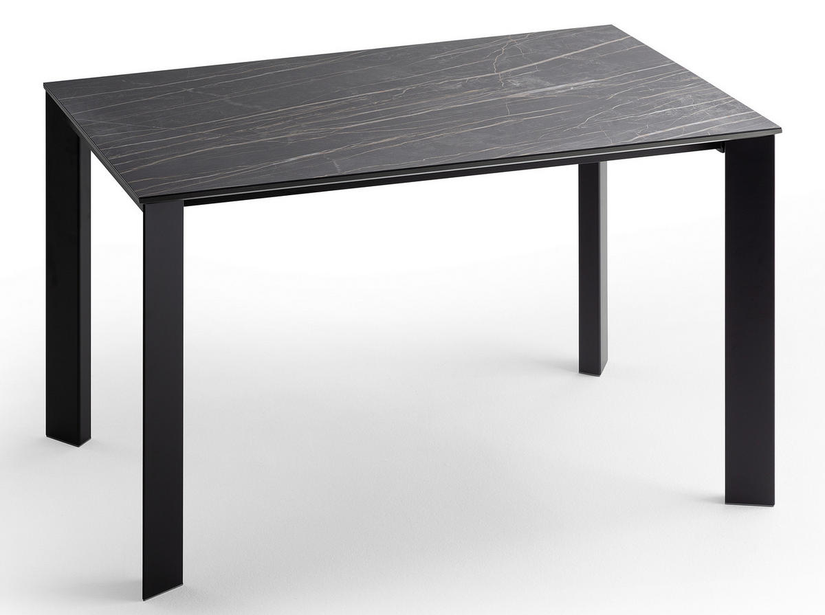 ESSTISCH Grau, Schwarz rechteckig  ausziehbar, in verschiedenen Größen erhältlich  - Schwarz/Grau, Design, Keramik/Metall (120-180/80/75cm) - home24
