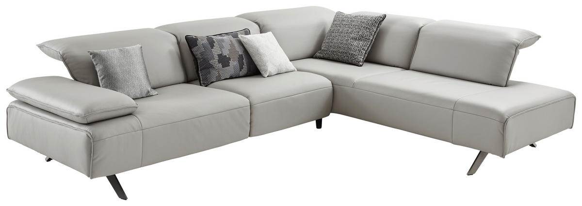 SEDACÍ SOUPRAVA, kůže, barvy stříbra - barvy stříbra/tmavě šedá, Design, kov/kůže (291/229cm) - Johann Jakob