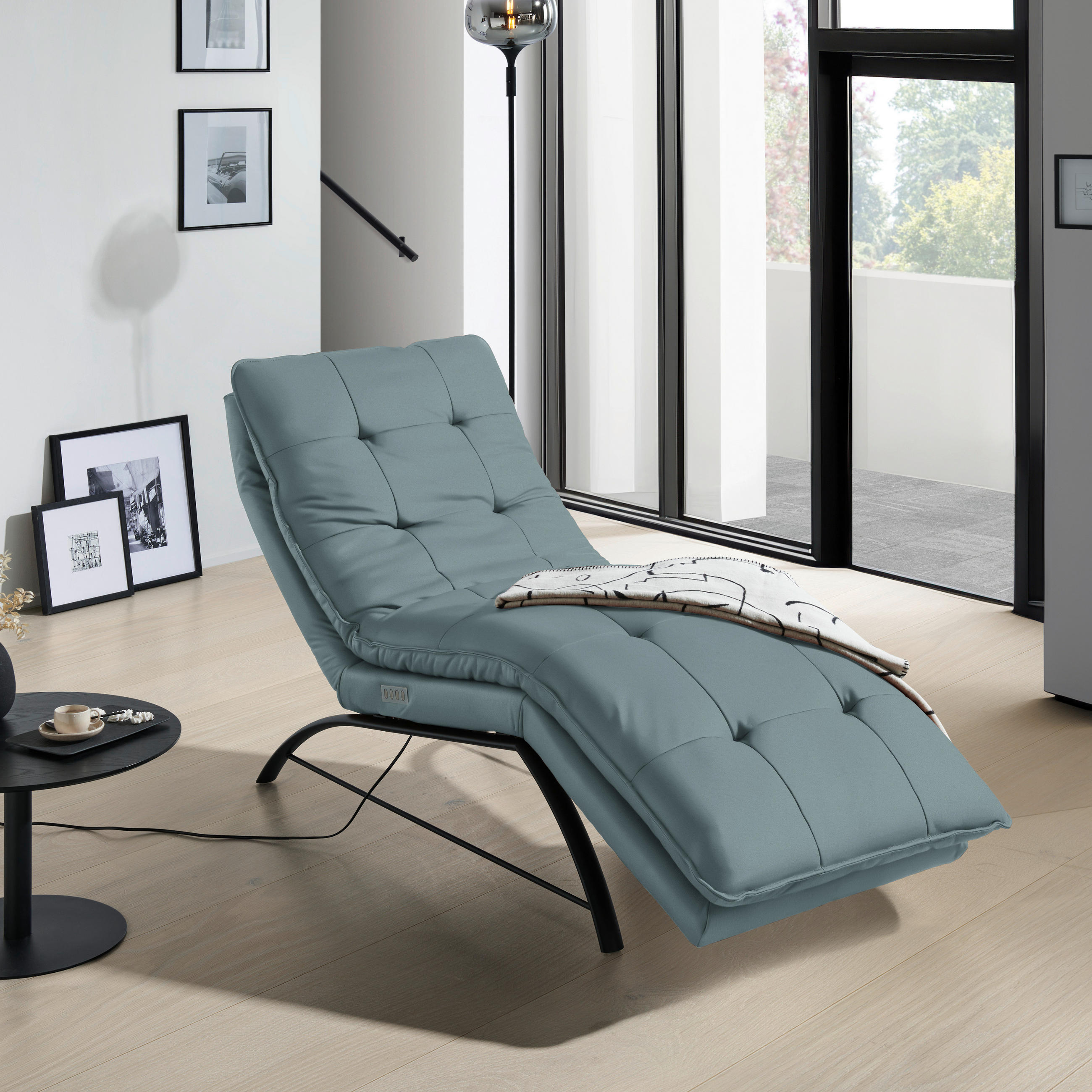 LIEGE in Echtleder Blau  - Blau/Schwarz, Design, Leder/Metall (75/110/190cm) - Chilliano