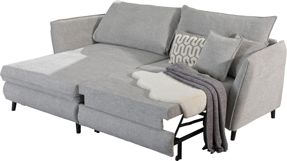 ECKSOFA Struktur Grau  - Schwarz/Grau, Design, Holz/Textil (245/161cm) - Stylife