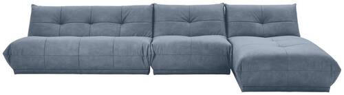 ECKSOFA in Lederlook Blaugrau  - Blaugrau, Trend, Textil (390/185cm) - Livetastic
