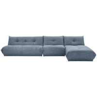 ECKSOFA in Lederlook Blaugrau  - Blaugrau, Trend, Textil (390/185cm) - Livetastic