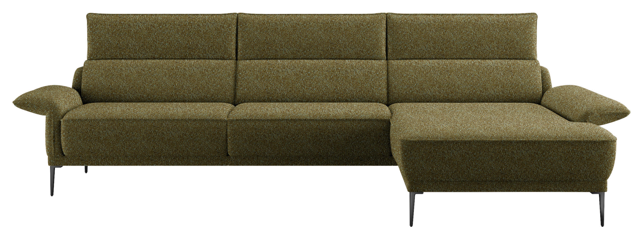 ECKSOFA in Bouclé Olivgrün  - Schwarz/Olivgrün, Design, Textil/Metall (330/186cm) - Johann Jakob