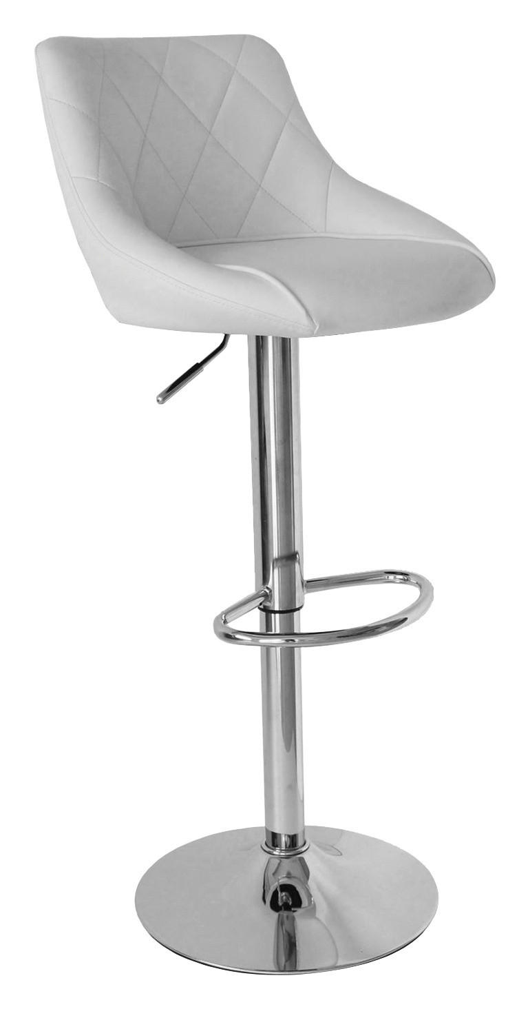 Barhocker in Metall, Textil Weiß, Chromfarben