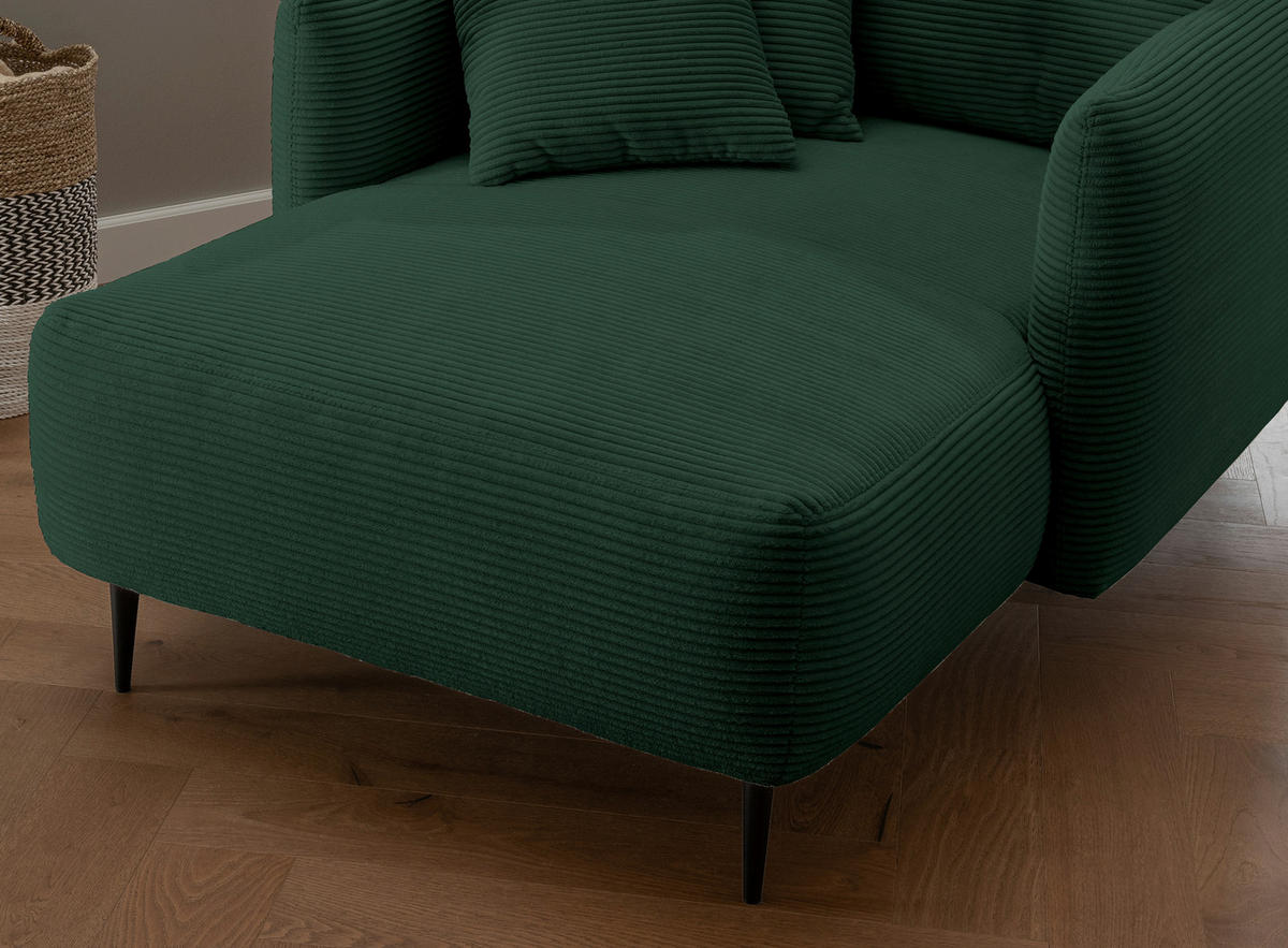 XXL-SESSEL Cord Dunkelgrün    - Dunkelgrün/Schwarz, Design, Textil/Metall (112/95/158cm) - Livetastic