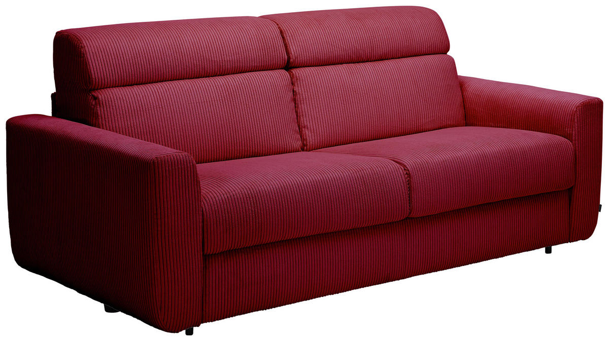 SCHLAFSOFA Cord Rot  - Rot/Schwarz, Design, Kunststoff/Textil (200/84/98cm) - Novel