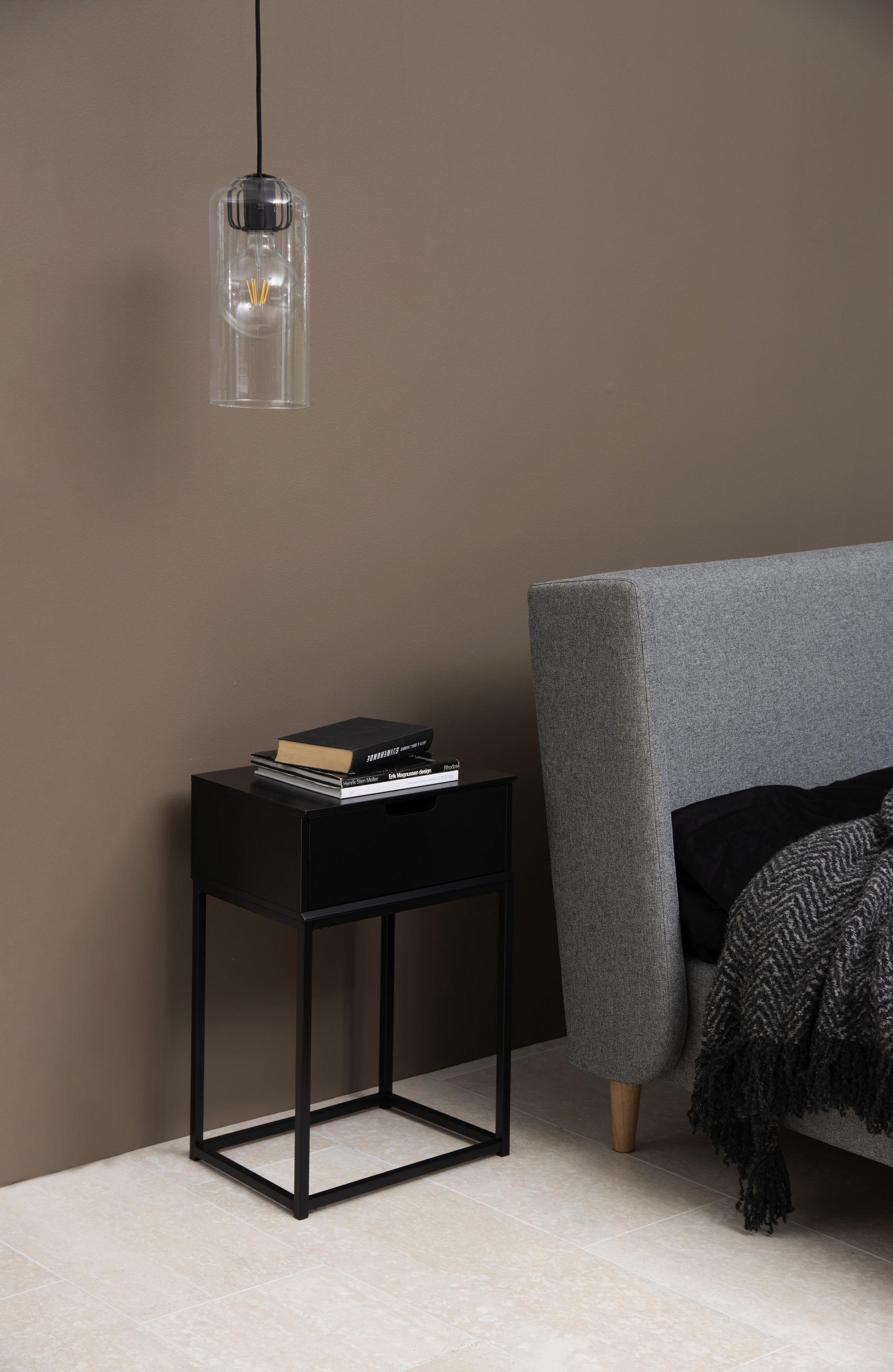 SÄNGBORD i svart  - svart, Design, metall/trämaterial (40/61,5/30cm) - Best Price