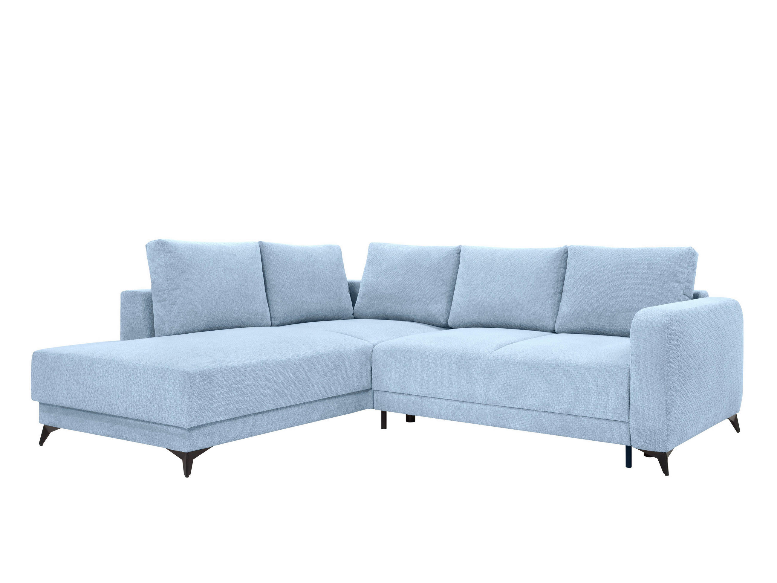 ECKSOFA CORTEZ in Hellblau  - Schwarz/Hellblau, Design, Textil/Metall (215/260cm) - MID.YOU