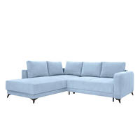 ECKSOFA CORTEZ in Hellblau  - Schwarz/Hellblau, Design, Textil/Metall (215/260cm) - MID.YOU