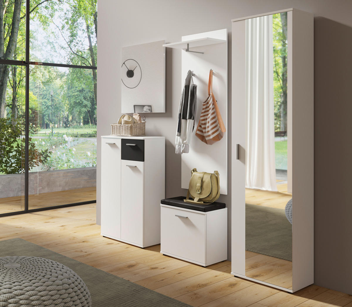 GARDEROBENSCHRANK Jakob  in 49/196/30 cm  - Silberfarben/Weiß, MODERN, Holzwerkstoff/Kunststoff (49/196/30cm) - MID.YOU