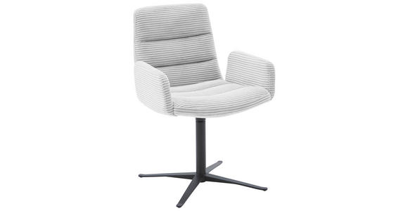 ARMLEHNSTUHL in Cord - Grauweiß/Schwarz, Design, Textil/Metall (61/88/66cm) - Dieter Knoll