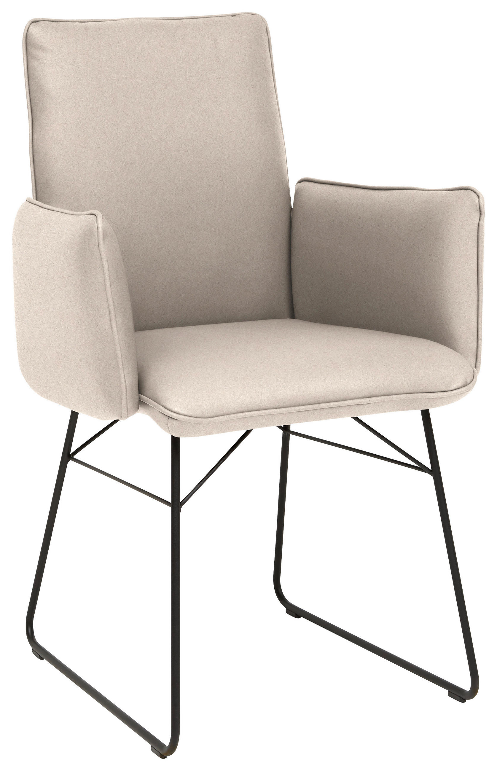 ARMLEHNSTUHL  in Stahl Mikrofaser  - Creme/Schwarz, Design, Textil/Metall (61/91/60cm) - Dieter Knoll