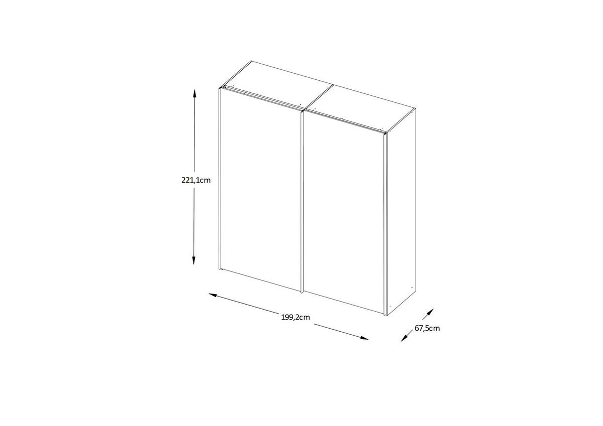 SCHWEBETÜRENSCHRANK  in Weiß  - Chromfarben/Weiß, Basics, Glas/Holzwerkstoff (200/222/68cm) - Moderano