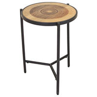 BEISTELLTISCH 40/40/59 cm Mangoholz massiv Naturfarben, Schwarz rund  - Schwarz/Naturfarben, Design, Holz/Metall (40/40/59cm) - Landscape