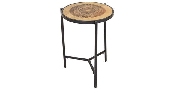 BEISTELLTISCH 40/40/59 cm Mangoholz massiv Naturfarben, Schwarz rund  - Schwarz/Naturfarben, Design, Holz/Metall (40/40/59cm) - Landscape