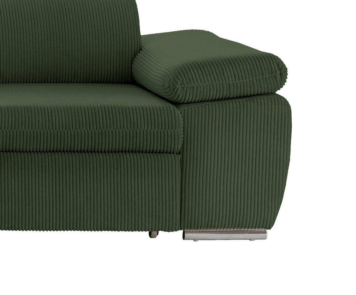 ECKSOFA Dunkelgrün Cord  - Chromfarben/Dunkelgrün, Design, Textil/Metall (228/283cm) - Livetastic