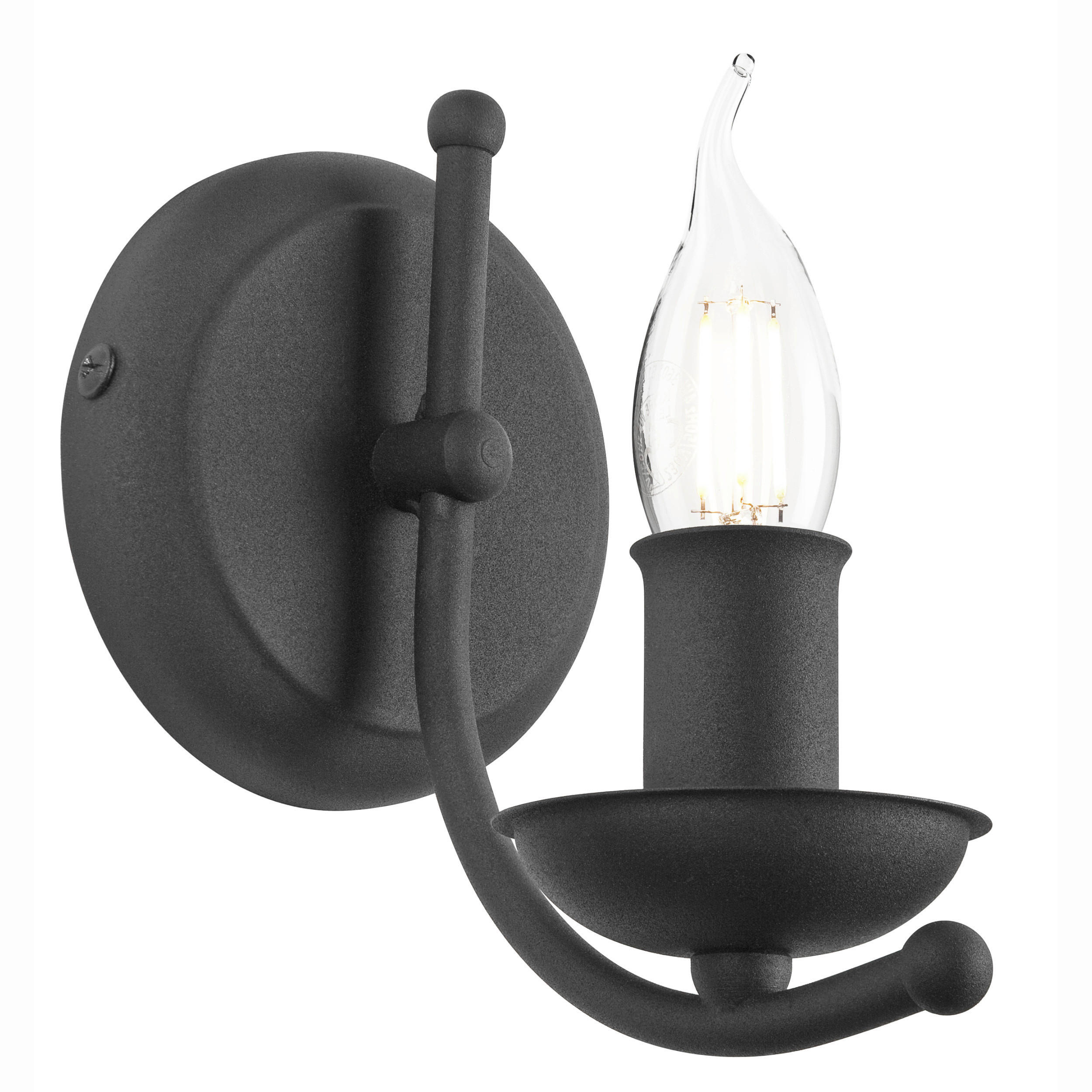 WANDLEUCHTE 17/18 cm   - Schwarz Hochglanz, KONVENTIONELL, Metall (17/18cm)