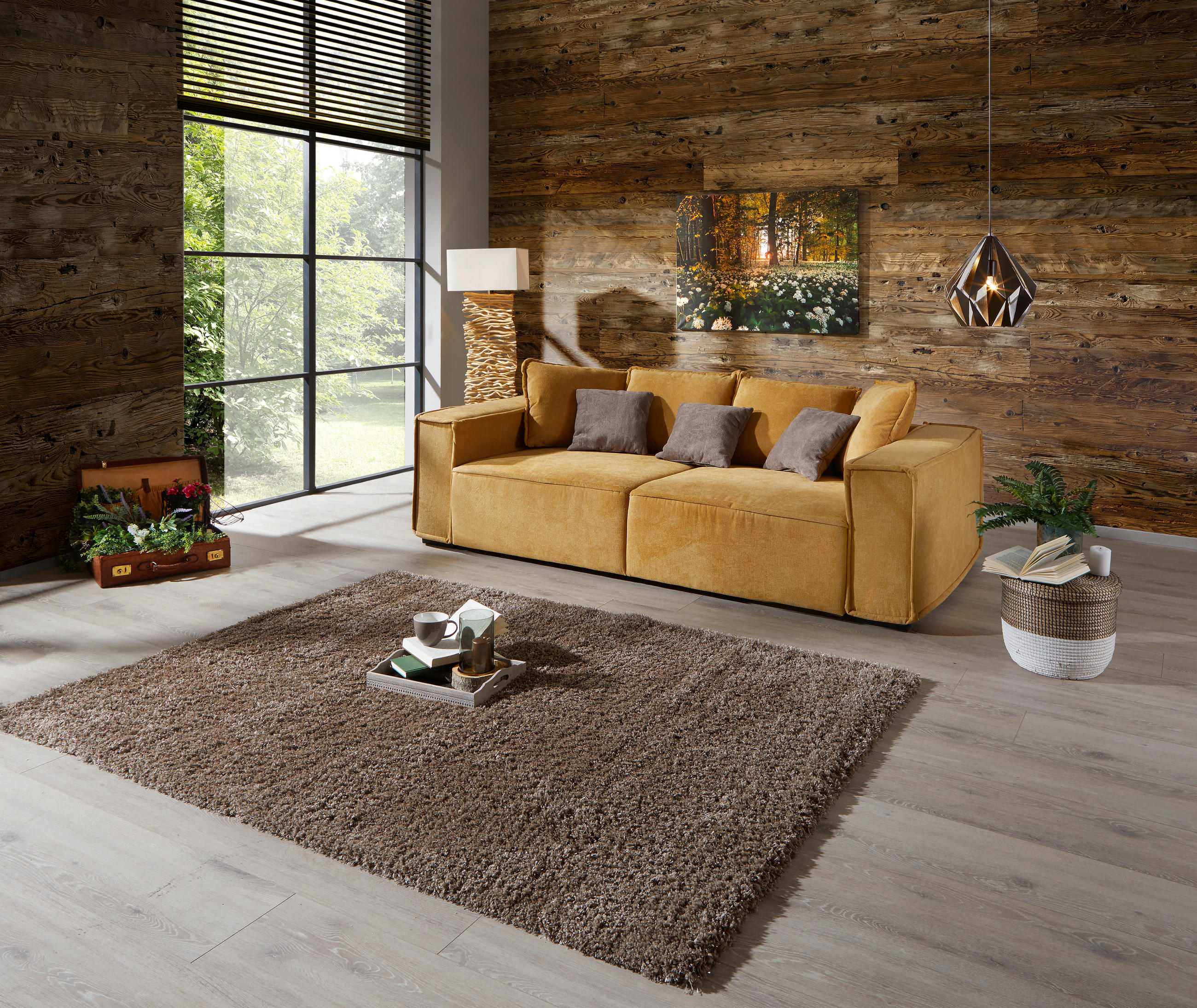 BIGSOFA Gelb, Taupe  - Taupe/Gelb, MODERN, Holz/Textil (244/62/117cm) - MID.YOU