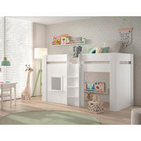 HOCHBETT 90/200 cm,  in Weiß, Absturzsicherung, Leiter, Lattenrost  - Naturfarben/Weiß, ROMANTIK / LANDHAUS, Holz/Holzwerkstoff (90/200cm) - Vipack