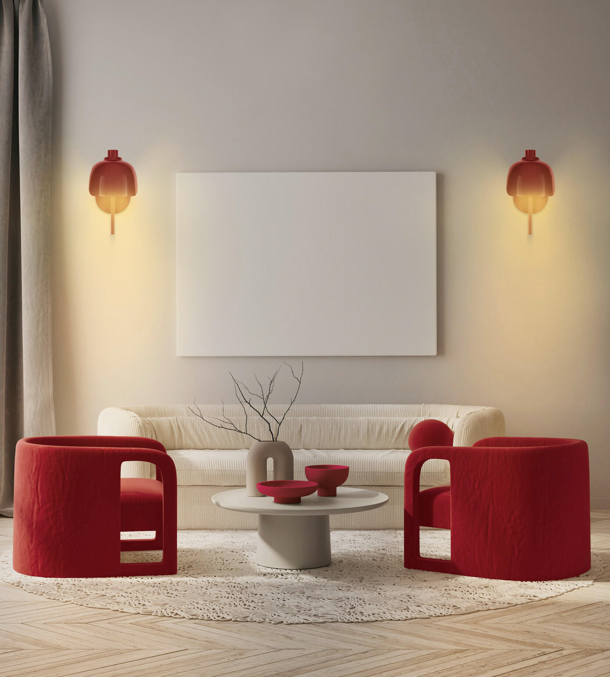 WANDLEUCHTE 13,5/21/24,5 cm   - Rot, Basics, Glas/Metall (13,5/21/24,5cm) - Osram