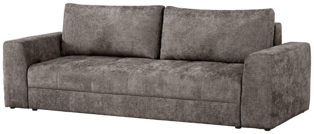 SCHLAFSOFA Struktur Grau  inkl. Zierkissen, Rückenkissen, Bettkasten, Schlaffunktion, Rücken echt  - Schwarz/Grau, KONVENTIONELL, Kunststoff/Textil (253/87/102cm) - Xora