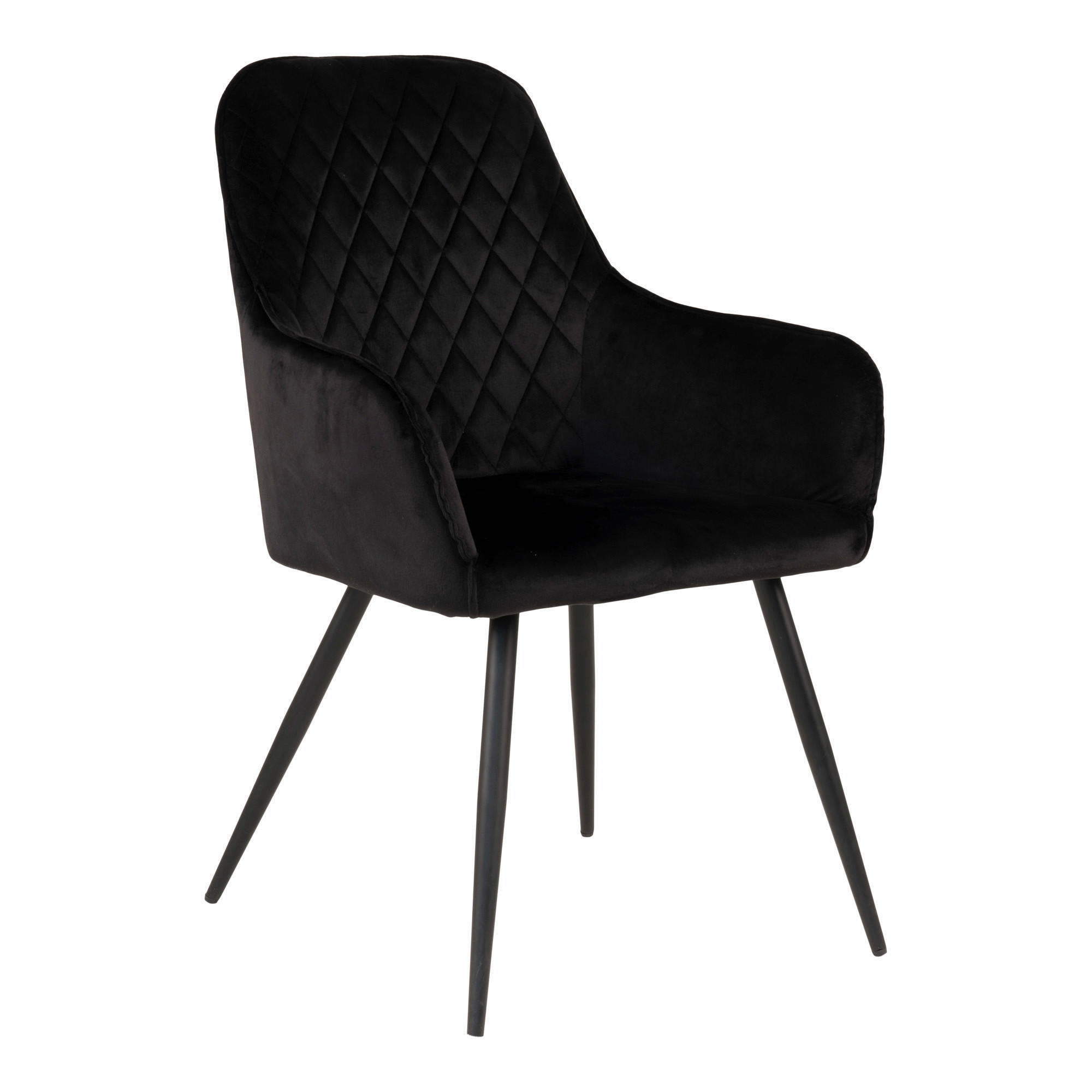 STOL MED ARMSTÖD SET 2 styck sammet  - svart, Modern, metall/textil (57/87/65cm) - MID.YOU