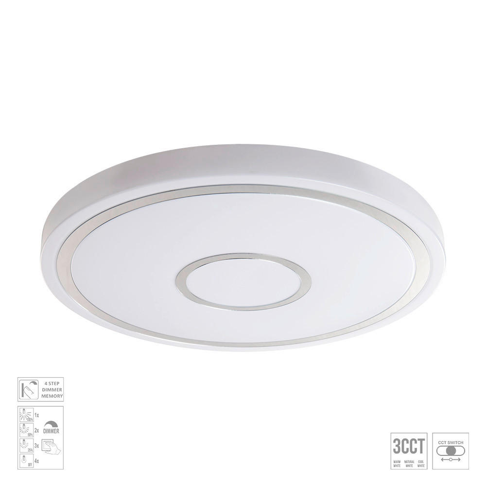 LED MENNYEZETI LÁMPA - fehér, Basics, műanyag/fém (38/6,5/38cm)