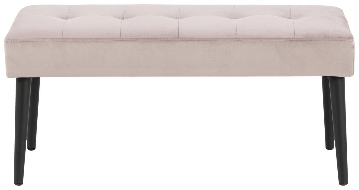 HOCKERBANK Samt Rosa, Schwarz  - Schwarz/Rosa, Trend, Textil/Metall (95/45/38cm) - Livetastic