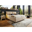 POLSTERBETT 180/200 cm,  in Sandfarben, Bettkasten, Lattenroste, Matratzen, H2 + H3 = mittel + fest  - Sandfarben/Schwarz, Design, Holz/Kunststoff (180/200cm) - Voleo