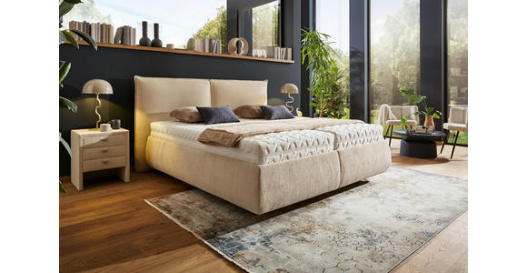 POLSTERBETT 180/200 cm,  in Sandfarben, Bettkasten, Lattenroste, Matratzen, H2 + H3 = mittel + fest  - Sandfarben/Schwarz, Design, Holz/Kunststoff (180/200cm) - Voleo