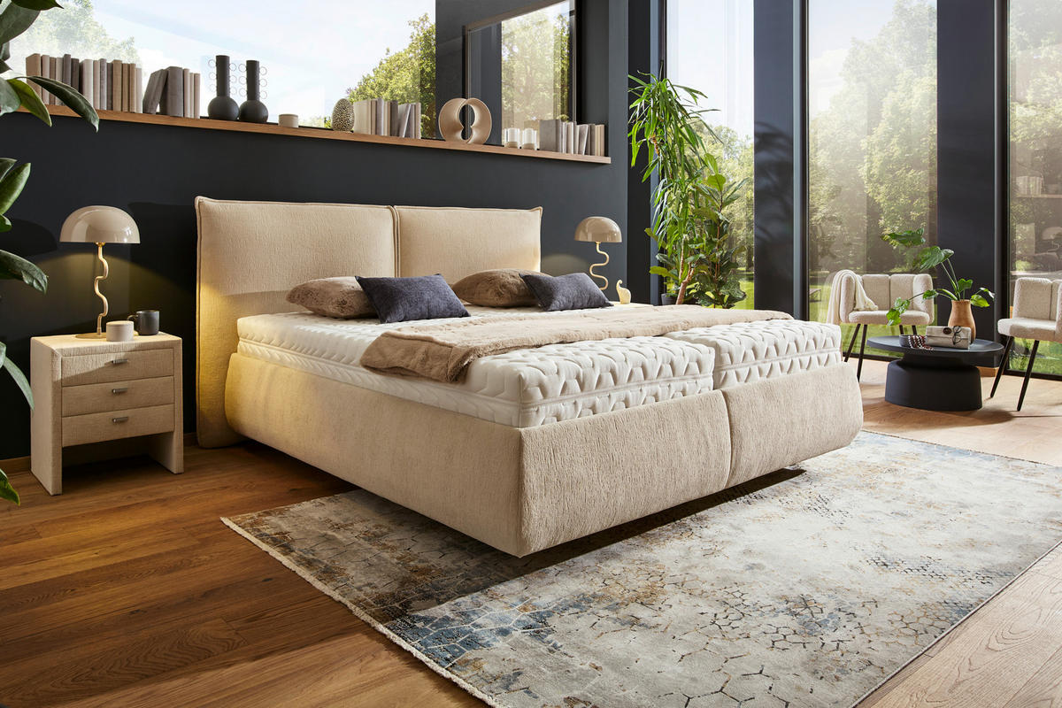 POLSTERBETT 180/200 cm, {[inkl. ],item.attr('349-543'),[, ]} - Sandfarben/Schwarz, Design, Holz/Kunststoff (180/200cm) - Voleo