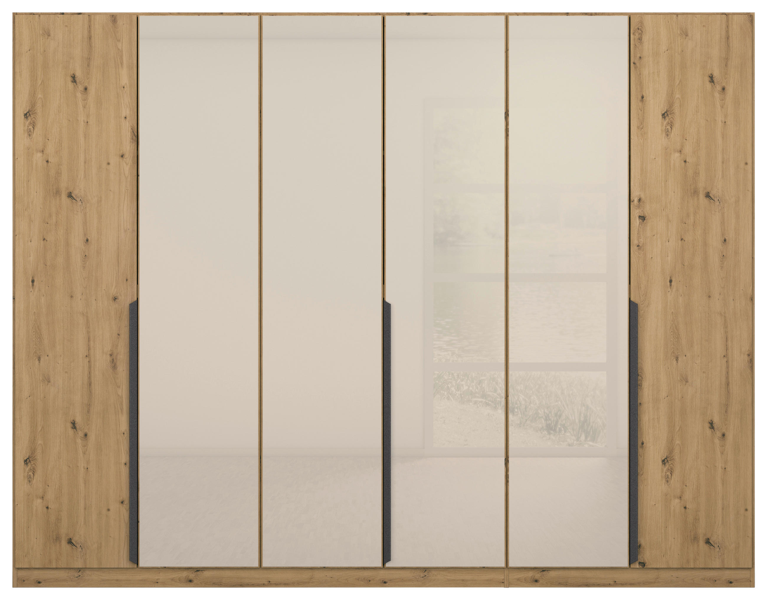 DREHTÜRENSCHRANK in Eiche Artisan, Champagner - Champagner/Eiche Artisan, Modern, Glas/Holzwerkstoff (271/210/54cm) - Rauch Möbel