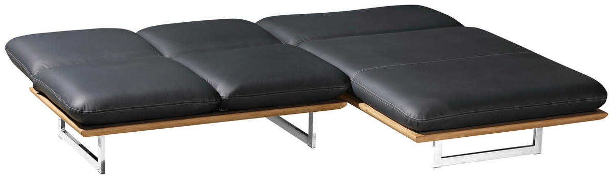 OTTOMANE in Echtleder Schwarz  - Chromfarben/Schwarz, Design, Leder/Holz (134/92/165/218cm) - Dieter Knoll