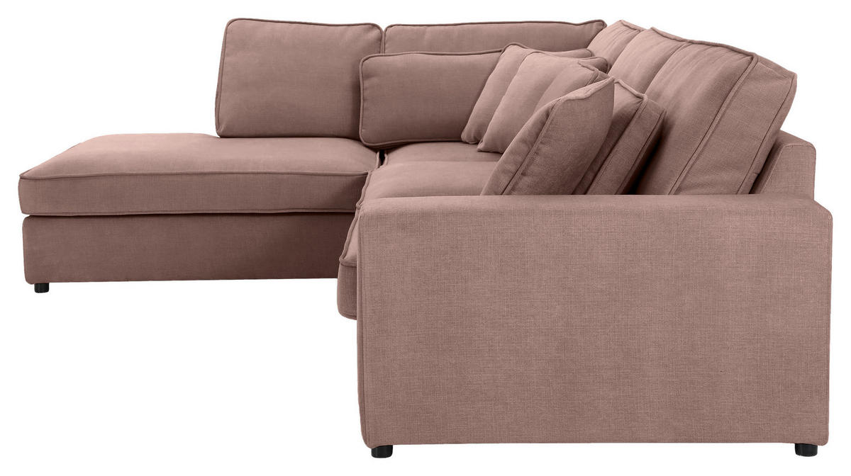 ECKSOFA Flachgewebe Altrosa  - Schwarz/Altrosa, Modern, Kunststoff/Textil (228/307cm) - Carryhome
