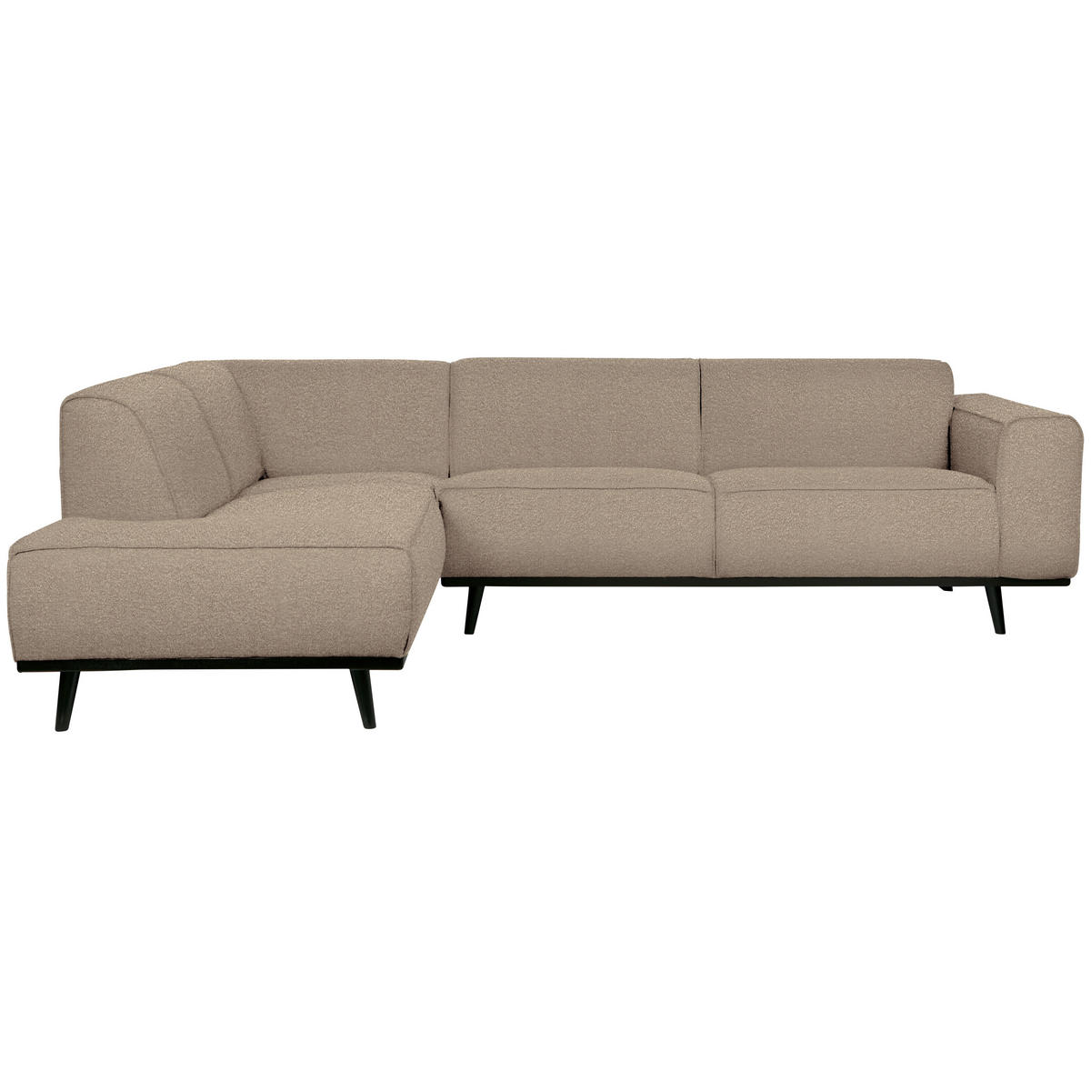 ECKSOFA Statement in Bouclé Beige  210/274 cm  - Beige/Schwarz, Design, Holz/Textil (210/274cm) - Livetastic