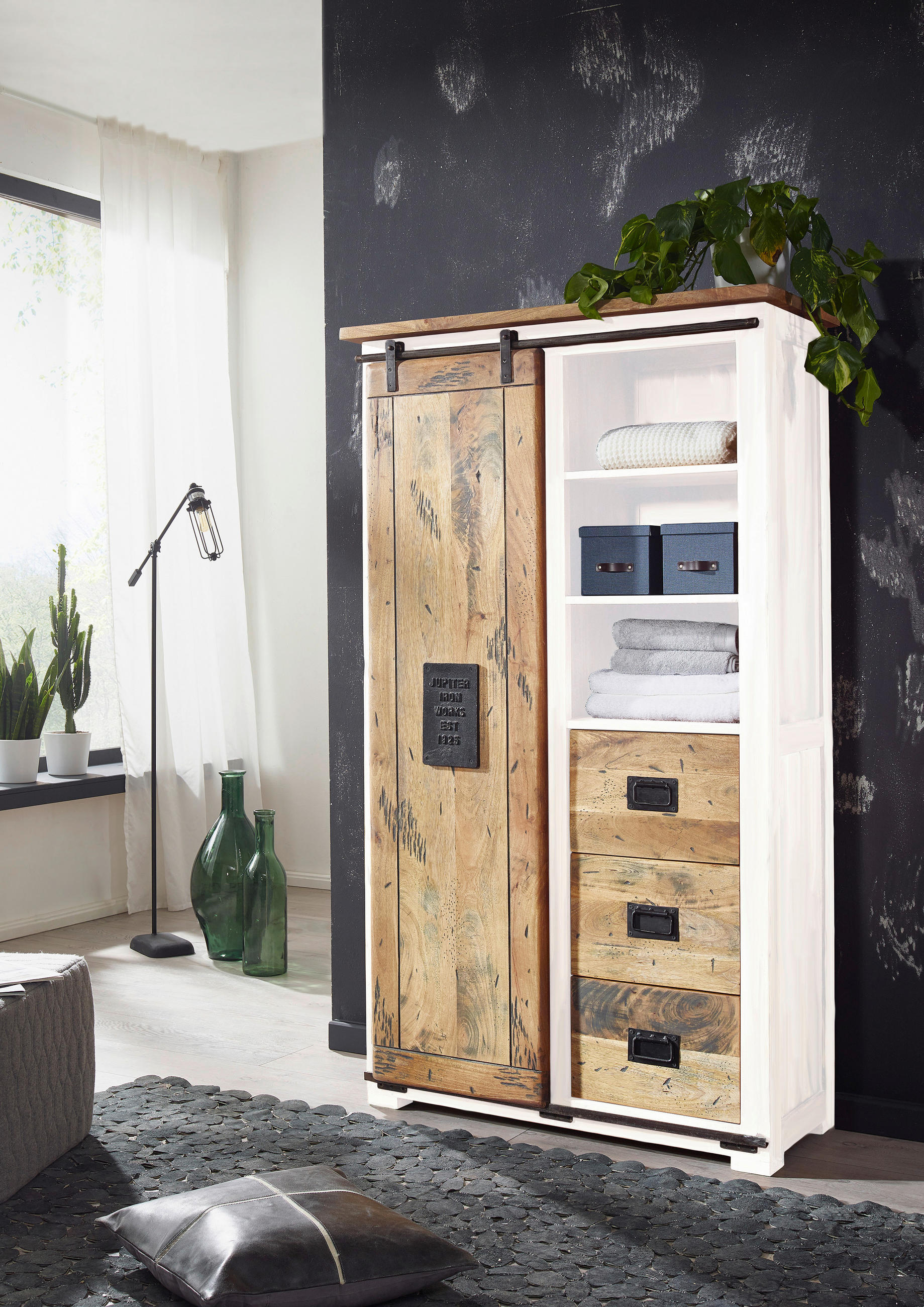 HIGHBOARD 100/175/45 cm  in Braun, Schwarz, Weiß  - Schwarz/Braun, KONVENTIONELL, Holz/Metall (100/175/45cm) - Livetastic