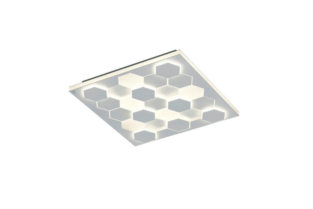STROPNÍ LED SVÍTIDLO, 55/55/7,5 cm - bílá, Design, kov (55/55/7,5cm) - Cinque